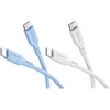 Kabelis USB Goobay Rinkinys Ice Breeze: 2 silikonowe kable USB-C, 1,5 m, mėlyna balta