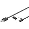 Wentronic Goobay USB-A – microUSB + USB-C USB laidas 1 m juodas (71892)