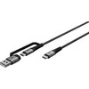 Kabelis USB Goobay USB-A + USB-C - USB-C 2 m Pilka
