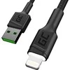 Green Cell Žalias Cell Cable Žalias Cell Ray USB-A - Lightning Baltas LED 200cm su Apple 2.4A greito įkrovimo palaikymu