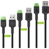 Green Cell Žalias Cell Žalias Cell USB-C kabelių komplektas 3x QC 3.0 0.3 m 1.2 m 2 m
