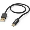 Hama įkrovimo/duomenų kabelis „Audinis“ USB-A-USB-C, nailonas, juodas