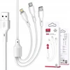 XO kabelis NB230 3w1 USB - Lightning + USB-C + microUSB 1,0m 2,4A baltos spalvos