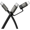 Plokščias kabelis USB C į USB C/iP 2in1 Hoco 3A 60W 1 m X125 juodas