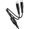 Kabelis 2in1 USB C į USB C+C Hoco 1 m X123 juodas