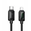 Cable with LCD USB C to Lightning Hoco PD 30W 1,2 m U146 juodas