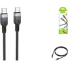Silicone Cable USB C to USB C Hoco 3A 60W 1 m X109 juodas