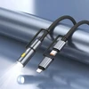 Laidas „viskas viename“ USB C / „Lightning“ į USB C / LED šviesą Hoco PD 3A 60W 1,2 m U138 juodas
