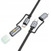 Laidas „viskas viename“ USB C / „Lightning“ į USB C / LED šviesą Hoco PD 3A 60W 1,2 m U138 juodas