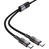 Cable 2in1 USB C į USB C / USB C Hoco 5A 100W 1,2 m U139 juodas