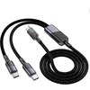 Cable 2in1 USB C į USB C / USB C Hoco 5A 100W 1,2 m U139 juodas