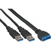 USB kabelis InLine 2x USB- A - 19- pin 0, 4 m Juoda (33447I)