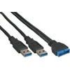 USB kabelis InLine 2x USB- A - 19- pin 0, 4 m Juoda (33447I)