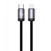 Jellico B27 Pīta Auduma iPhone un iPad USB-C uz Lightning Datu un Ātrās PD 30W uzlādes Vads 1m Melns
