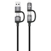 USB kabelis Lenyes USB-A + USB-C - USB-C + Lightning 1 m Juodai pilkas