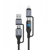 Kabelis USB Lenyes USB-A + USB-C - USB-C + Lightning 1 m Juodai-pilka