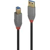 USB Kabelis - LINDY Anthra Line USB 3.2 Type A į B Laidas M/M, 5Gbps, 2 m, Juodas