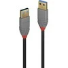 USB Kabelis - LINDY Anthra Line USB 3.2 Type A Laidas, 5Gbps, M/M, 1 m, Juodas