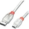USB Kabelis - LINDY USB 2.0 Type A į Mini-B Laidas, M/M, Didelės Spartos, 3 m, Skaidrus