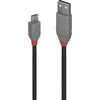 USB Kabelis - LINDY Anthra Line USB 2.0 Tipo A į Micro-B Laidas, M/M, 480Mbps, 0.5 m, Pilkas
