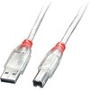 USB Kabelis - LINDY USB 2.0 Cable Type A/B, M/M, Didelis/Vidutinis/Mažas Greitis, 0.2 m, Skaidrus