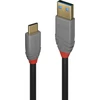 USB Kabelis - LINDY Anthra Line USB 3.2 Type A į C Laidas, M/M, 10Gbps, 3 m, Juodas
