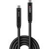 USB Kabelis - LINDY USB 3.2 10Gbps ir DP 1.4 Type C Hibridinis Laidas (4 juostos), 10Gbps, 4K144Hz, 60W, 15 m, Juodas