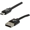 USB kabelio logotipas (2.0), USB A M - microUSB (M), 1m, 480 Mb/s, 5V/2A, juoda, dėžutė, nailono pynė, aliuminio jungties dangtelis