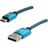 USB kabelio logotipas (2.0), USB A M - microUSB (M), 1m, 480 Mb/s, 5V/2A, mėlyna, dėžutė, nailono pynė, aliuminio jungties dangtelis