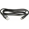 Logo USB kabelis (2.0), USB A M - USB C (M), 2m, 480 Mb/s, 5V/3A, juoda, box, oplot nylonowy, aluminiowa osłona złącza, EOL
