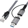 Kabelis USB MicroConnect USB-A + USB-C - RJ-45 1 m Juodai-sidabrinė (CAT6 FTP to USB A-C adapter)