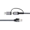 Kabelis USB MicroConnect USB-A + USB-C - RJ-45 3 m Pilka (CAT6 FTP to USB A-C adapter)