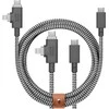 „Native Union Belt Cable Duo Pro 240W“ – USB-C – USB-C / „Lightning“ laidas, 2,4 m (zebras)