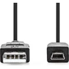 Kabelis USB Nedis USB-A - miniUSB-B 3 m Juodas (CCGL60300BK30)
