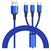 USB kabelis PremiumCord USB-A - USB-C + microUSB + Žaibas 1.2 m mėlyna (ku31PO01)