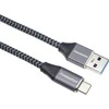 USB kabelis PremiumCord USB-A - USB-C 1 m juodas pilkas (ku31c1)