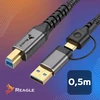 USB laidas Reagle USB laidas spausdintuvui, skaitytuvui, diskams 2 viename USB-A - USB-B HP CANON USB-C 3.0 50 cm REAGLE