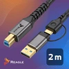 USB laidas Reagle USB-A + USB-C - USB-B 2 m Juodas