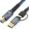 USB kabelis Reagle USB-A + USB-C - USB-B 1 m Juodas