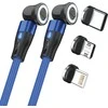 USB kabelis Realpower RealPower magnetinis kabelis, 1 m, 2 vnt. magnetinis, mėlynas su adapteriu