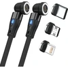 USB kabelis Realpower USB-A - USB-C + microUSB + Lightning 1 m Juodas (439648)