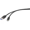 Kabelis USB Renkforce 0.15 m, USB A, USB C, USB 3.2 Gen 1 (3.1 Gen 1), 500 Mbit/s, Juodas (RF-4536470)