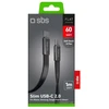 Kabelis SBS USB-C/USB-C, 60 W, 1 m, plokščiasis jungtis, juodas
