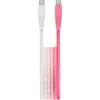 Setty laidas USB-C – USB-C 1,5 m 3A KGC-C-1.5320 baltai rožinis gradientas