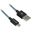 Sharkoon USB 2.0 Kabelis, USB-A Stecker > Micro-USB Stecker (juodas/hellblau, 3 Meter, gesleevt)