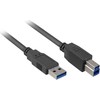 Sharkoon 1m - USB3.0-A/USB3.0-B - 1 m - USB A - USB B - USB 3.2 Gen 1 (3.1 Gen 1) - Male/Male - Juodas