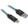 Sharkoon USB 3.2 Gen 2 Kabelis, USB-A Stecker > USB-C Stecker (juodas/hellblau, 0,5 Meter, gesleevt)