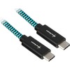 Sharkoon USB 3.2 Gen 2 Kabelis, USB-C Stecker > USB-C Stecker (juodas/hellblau, 1 Meter, gesleevt)