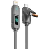 USB laidas SMS-BJ14 4 viename LCD Typ-C - Lightning / Typ-C 60 W/27 W 1 m Pilkas (36144)