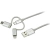 USB kabelis StarTech USB-A - USB-C + microUSB + Žaibas 1 m Sidabrinis (LTCUB1MGR)